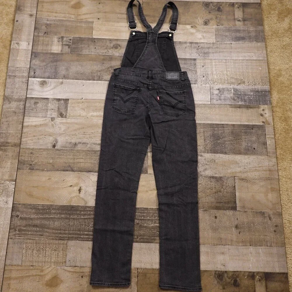 Levi's jeans bib overall‎ girl's 14 black denim red tab